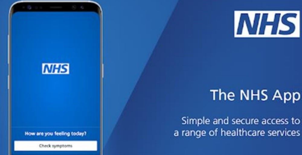 the NHS logo, the NHS App on a mobile phone and the words Simple and secure access to a range of healthcare services