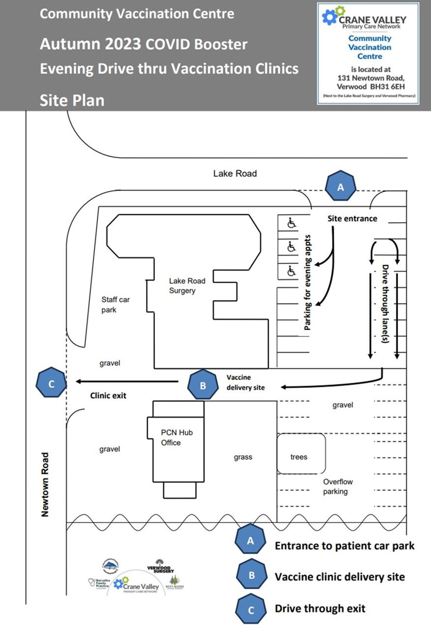 Site Plan for the Autumn COVID Booster Clinic