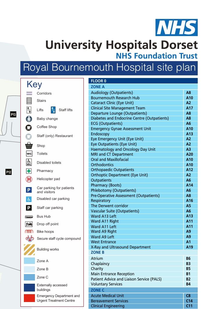 The new Royal Bournemouth Hospital Map legend
